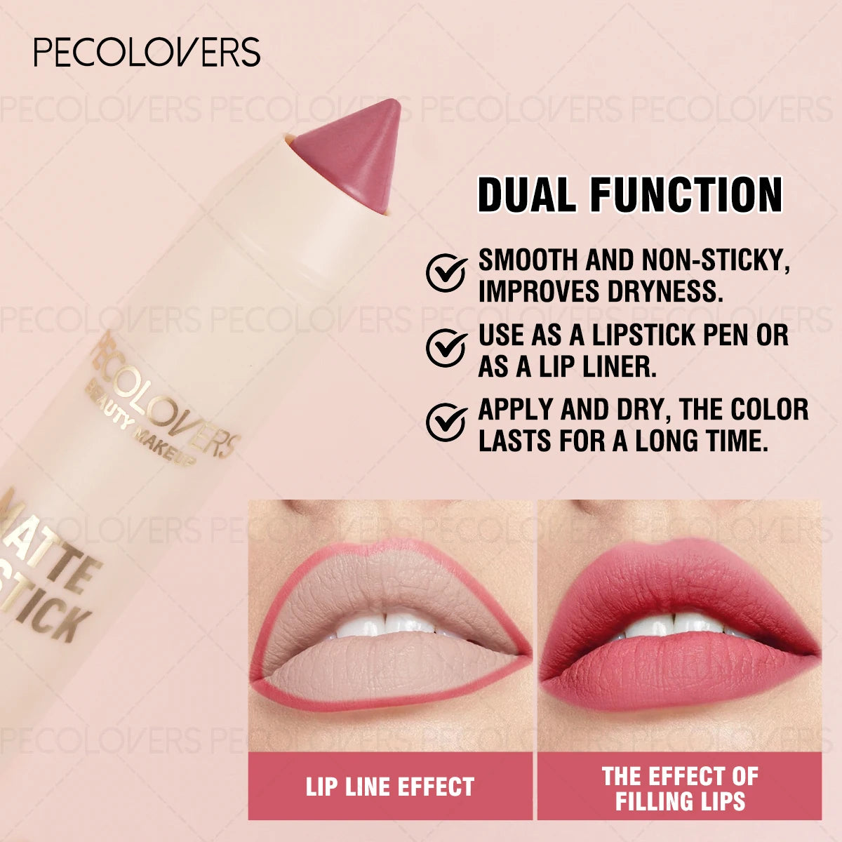 PECOLOVERS Waterproof Lip Liner | Define & Plump Lips Lip Liner Pencil QXL