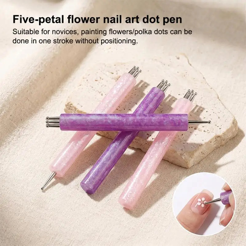 5 Petal Flower Nail Dotting Pen | Stainless Steel Tip Nail Dotting Pen QXL