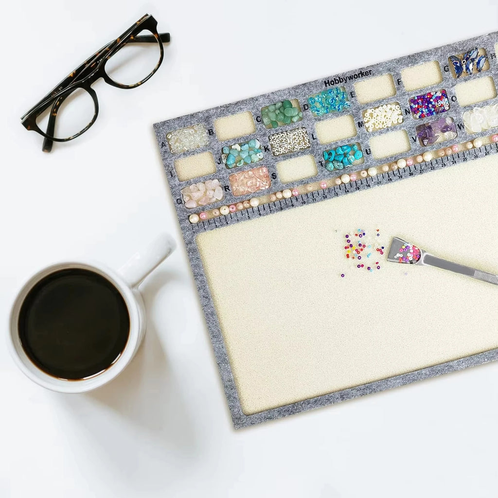 Felt Bead Mat with Compartments | DIY Jewelry Making Tool Jewelry Beading Mat QXL