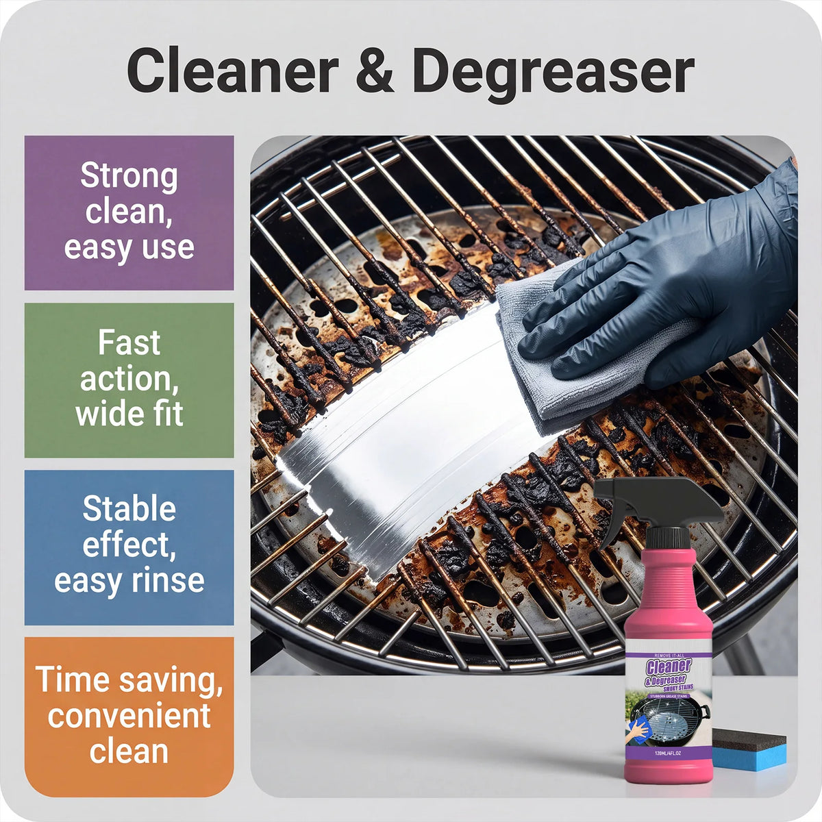 Heavy Duty Grill Cleaner Spray | BBQ Grease & Stain Remover Grill Cleaner Spray QXL