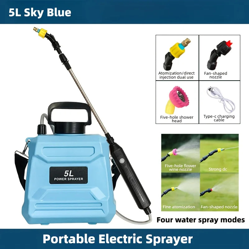5L Battery Powered Backpack Garden Sprayer | USB Rechargeable Electric Garden Sprayer QXL