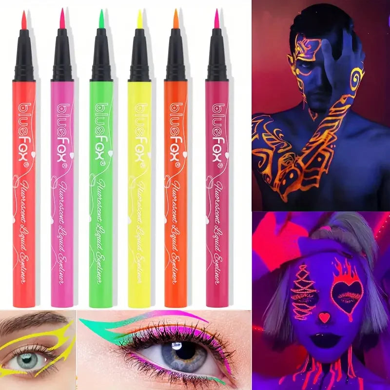 VERONNI 6-Pc UV Neon Glow Face & Body Paint Set | Liquid Liner UV Neon Body Paint QXL