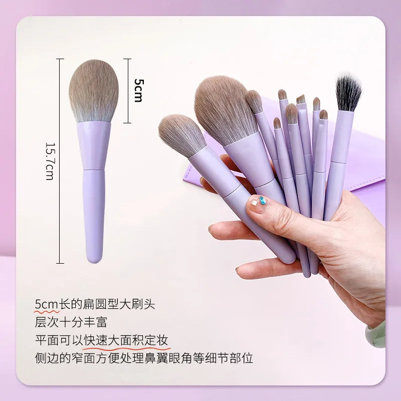 10-Piece Portable Mini Makeup Brush Set | Powder & Eyeshadow Makeup Brush Set QXL