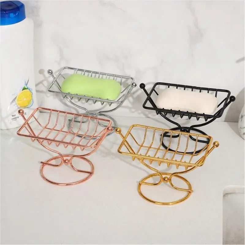 Rustproof Metal Soap Dish Holder | Square Wire Drain Design Soap Dish Holder QXL