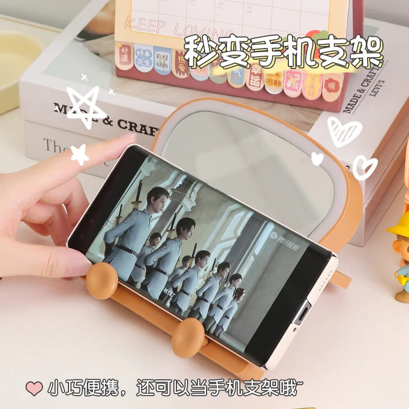 Toaster-Shaped LED Makeup Mirror | Foldable Rechargeable LED Makeup Mirror QXL