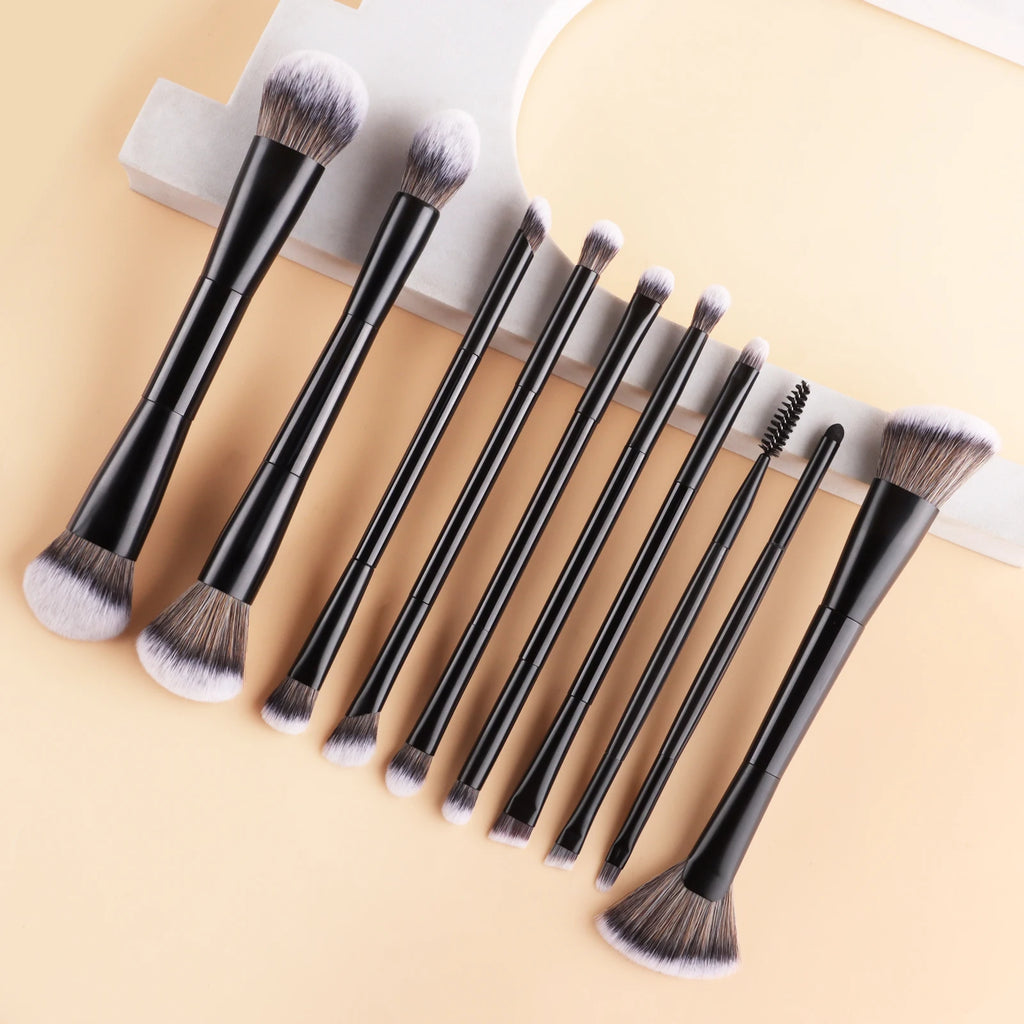 Ronshadow 10-Pc Double-Ended Makeup Brush Kit | Full Face Makeup Brush Set QXL