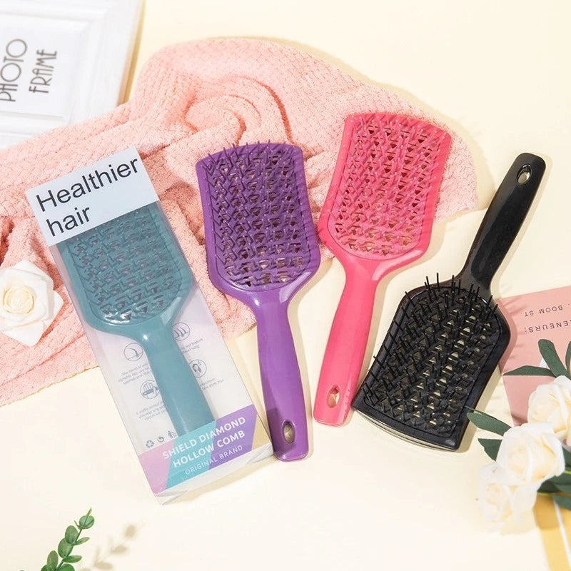 Diamond Hollow Shield Comb | Colour-Changing Detangling Hair Detangling Comb QXL
