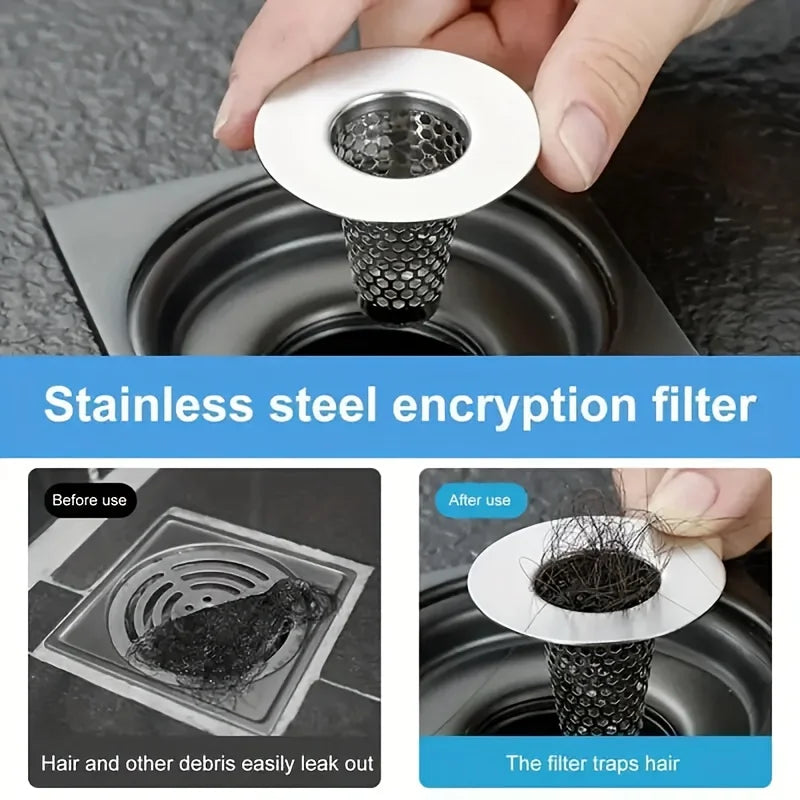 Bathroom Sink Strainer Hair Catcher | Brushed Drain Cover Sink Drain Strainer QXL