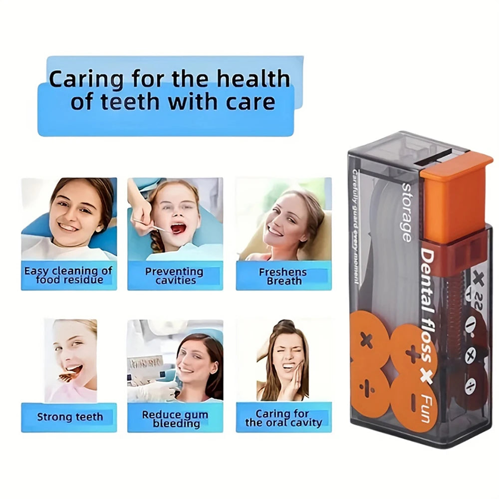 Pop-Up Dental Floss Dispenser + 10 Floss Picks | Travel Kit Floss Pick Dispenser QXL