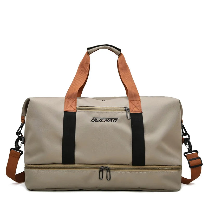 Oxford Gym & Travel Duffle Bag | Crossbody Weekender Travel Duffle Bag QXL khaki 2