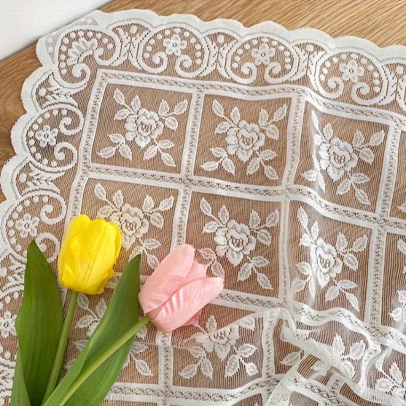 Vintage Lace Tablecloth | Washable Macrame Table Cover Doily Lace Tablecloth QXL