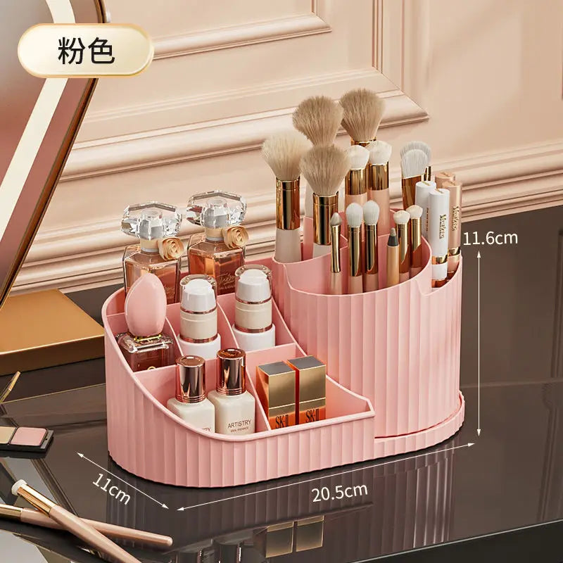 Rotating Makeup Brush & Cosmetic Desktop Organizer Makeup Brush Organizer QXL Pink