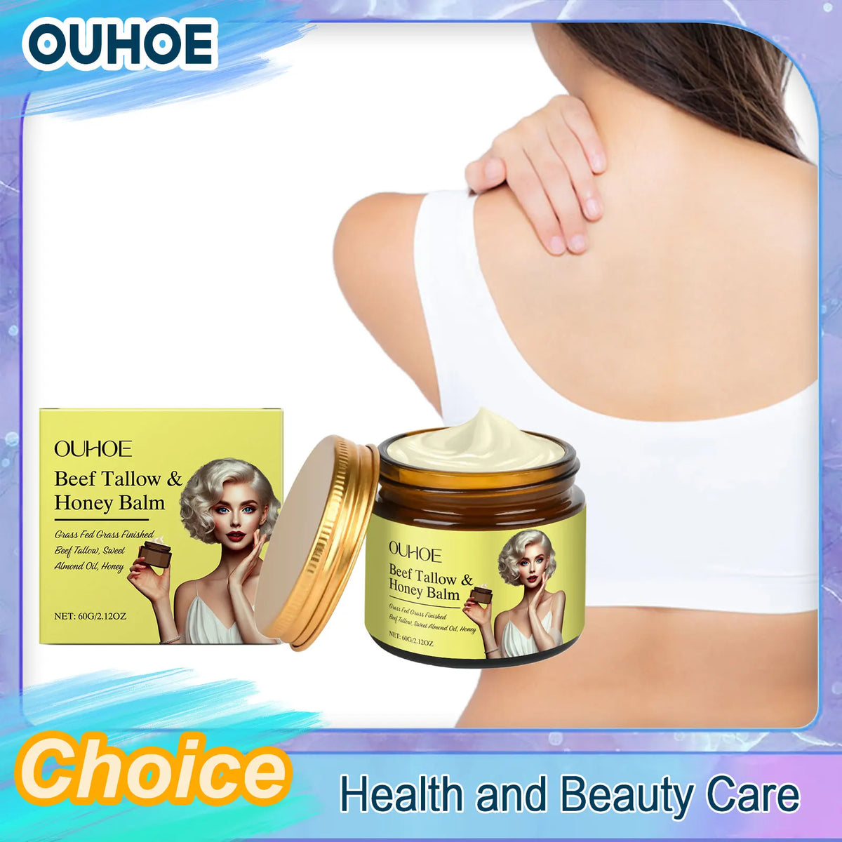 OUHOE Beef Tallow Honey Balm Facial Moisturizer Cream 60g Facial Moisturizer Cream QXL