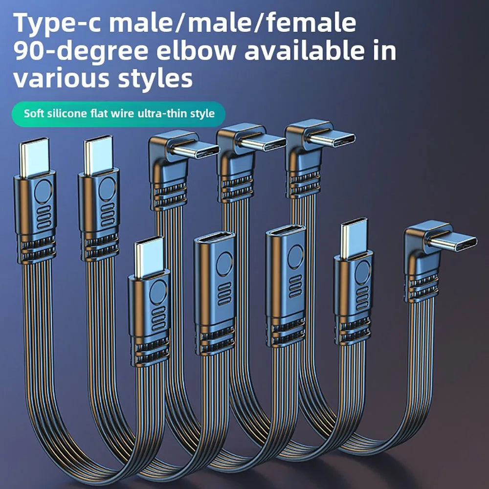 90° USB-C Extension Cable 45W Fast Charging 480Mbps Data USB-C Extension Cable QXL