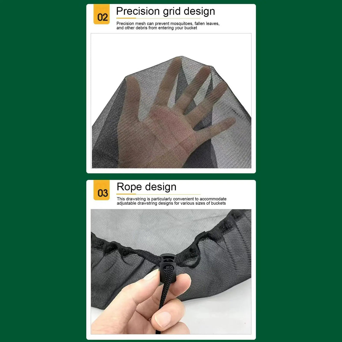 Rain Barrel Filter Screen Cover | Adjustable Drawstring Mesh Rain Barrel Cover QXL