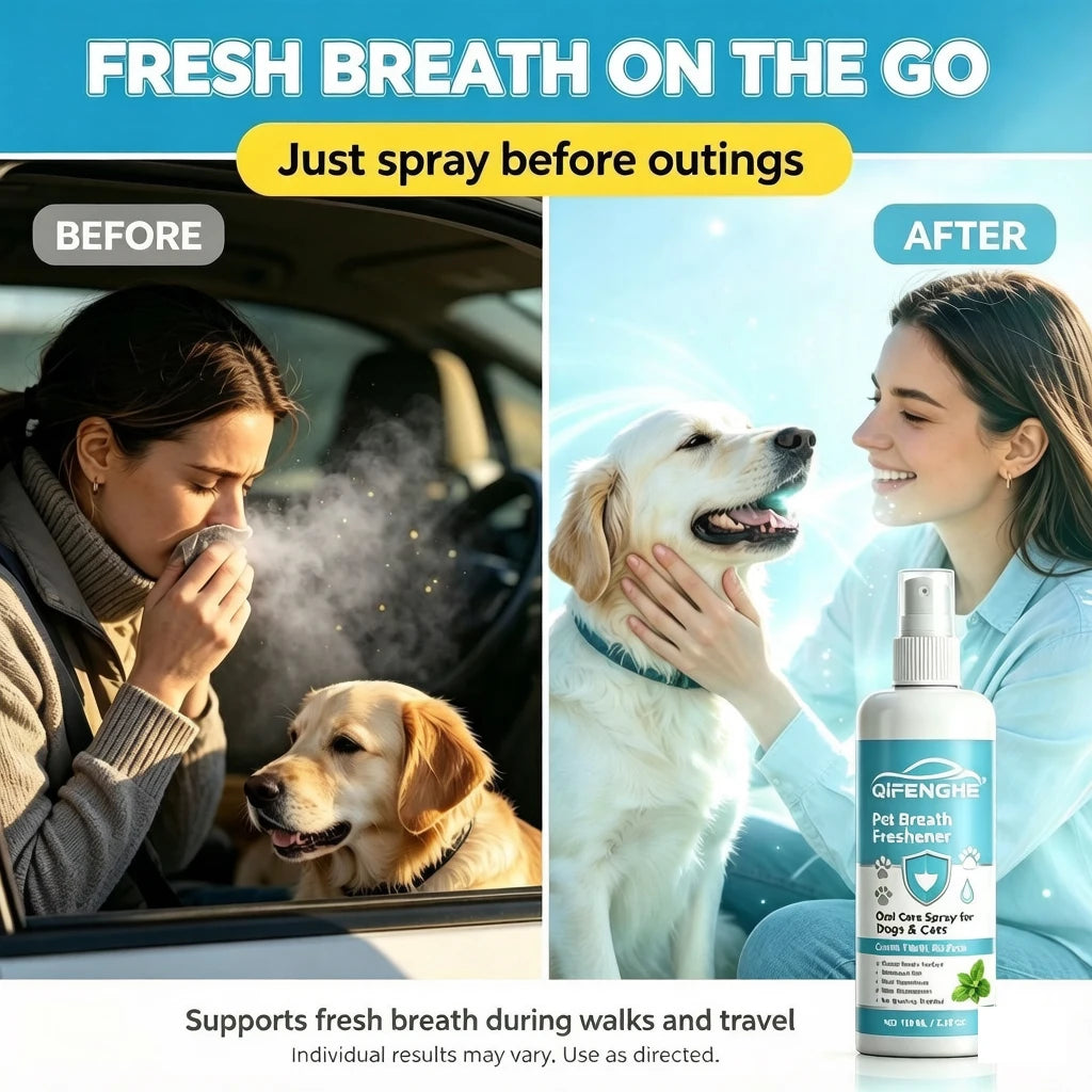 Pet Breath Freshener Spray 100ml – Dogs & Cats Oral Care Pet Oral Care Spray QXL