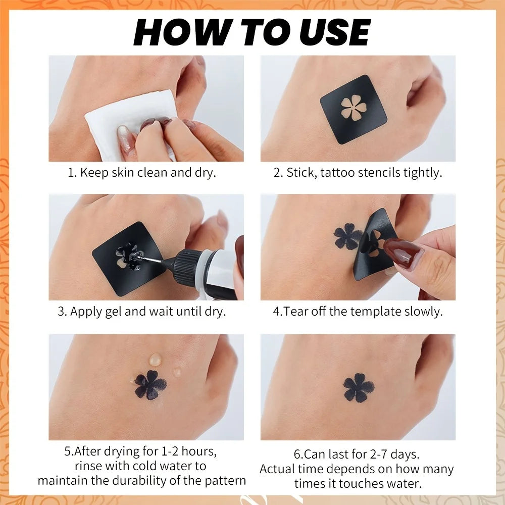Temporary Tattoo Ink Gel Kit – 4-Pc Freehand Body Paint Temporary Tattoo Kit QXL