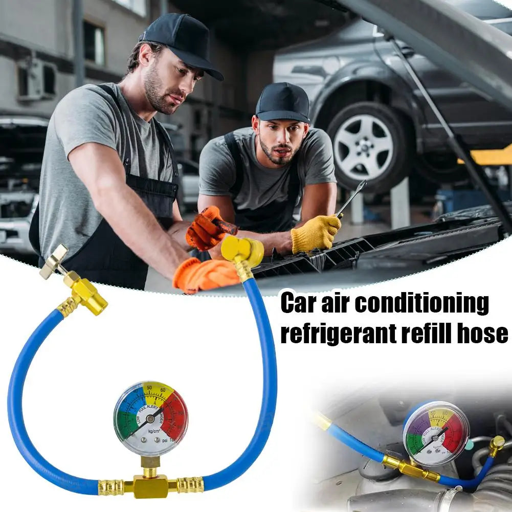 R134a R12 AC Refrigerant Charge Hose Set & Pressure Gauge AC Recharge Tool QXL