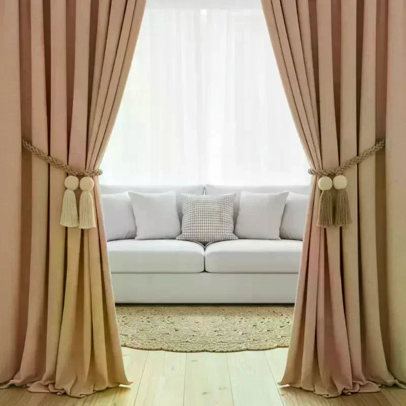 2-Pack Magnetic Wooden Tassel Curtain Holdbacks | Home Decor Curtain Holdbacks QXL