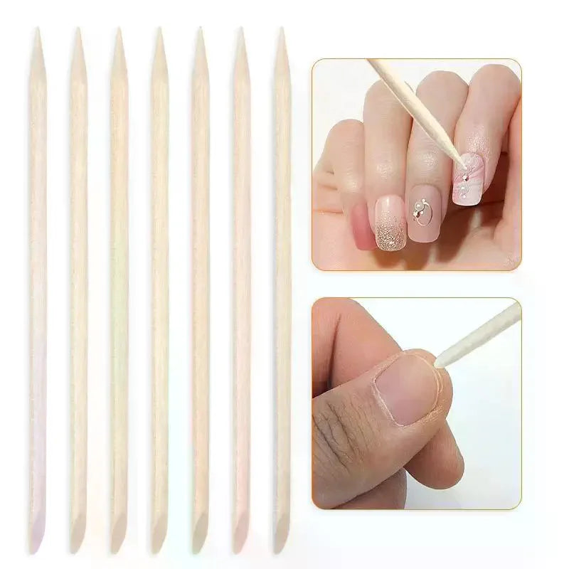 100-Pack Dual-Tip Wood Cuticle Sticks | Manicure Tool Set Wood Cuticle Sticks QXL