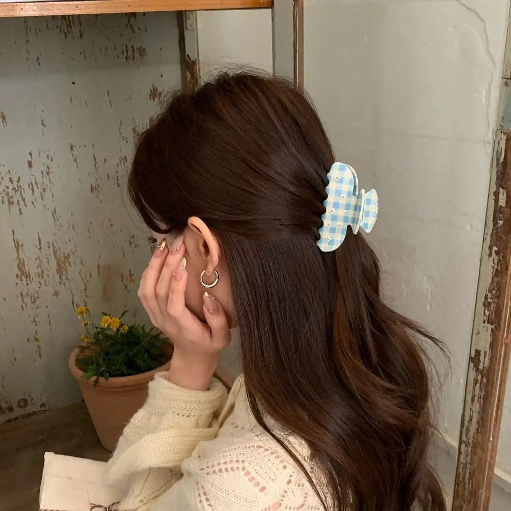 Acetate Hair Claw Clip | Cherry Rhinestone Floral Hairpin Hair Claw Clip QXL
