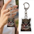 Funny Cat Meme Acrylic Keychain | Double-Sided HD Print Novelty Keychain Charm QXL F