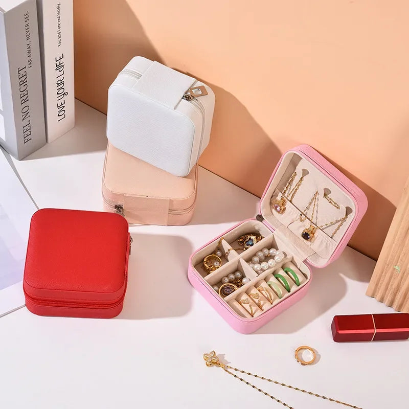 Artificial Leather Travel Jewelry Box | Rings, Earrings & Necklaces Jewelry Storage Box QXL