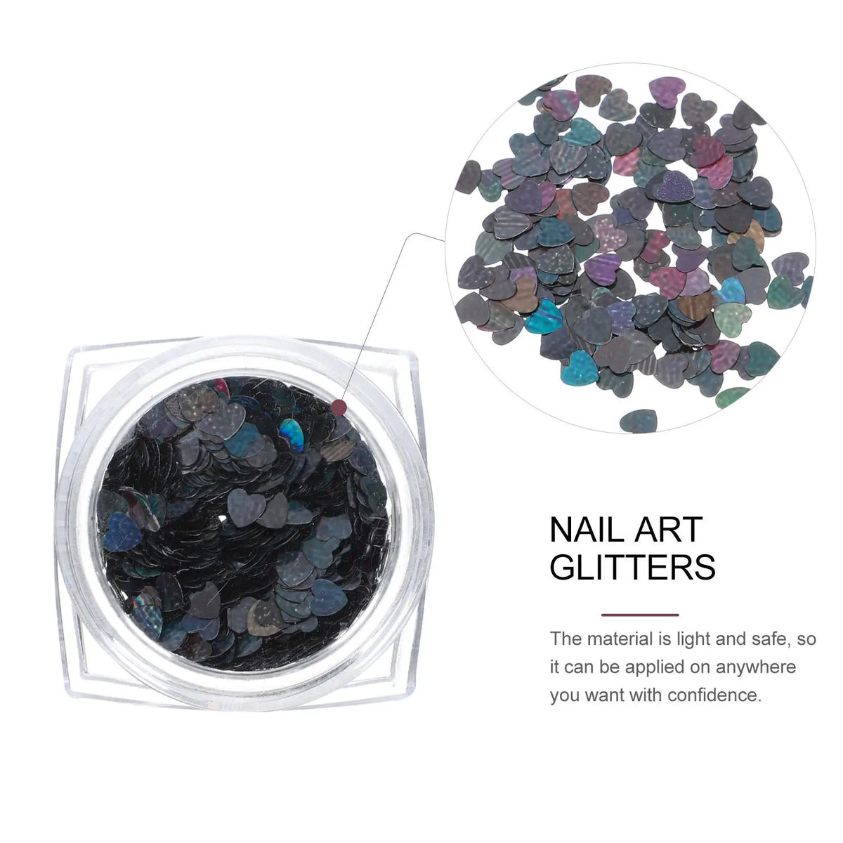 Heart Shaped Holographic Nail Sequins & Glitter Set – 12 Boxes Nail Art Sequins QXL