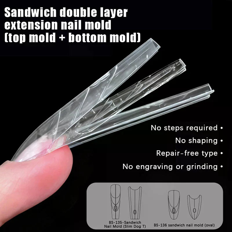 240-Pc Sandwich Dual Nail Forms | 15 Sizes Coffin & Almond Dual Nail Forms QXL