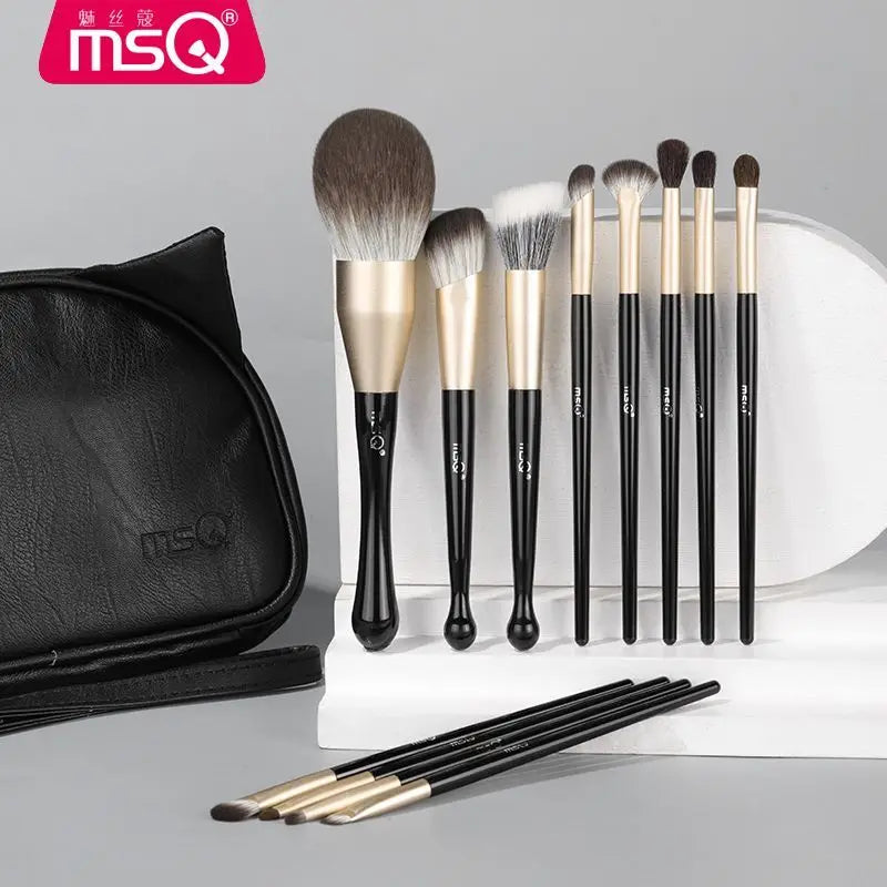 MSQ 12-Piece Black Cat Makeup Brush Set | Full Size Cosmetics Makeup Brush Set QXL