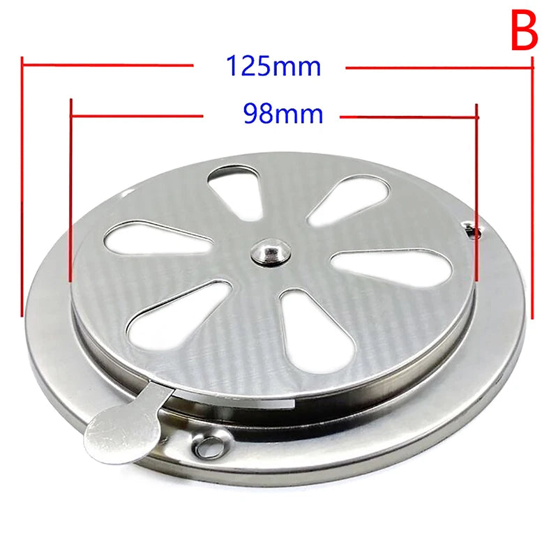 Round Adjustable Air Vent Grille 95mm 125mm | Stainless Steel Air Vent Grille QXL 125MM