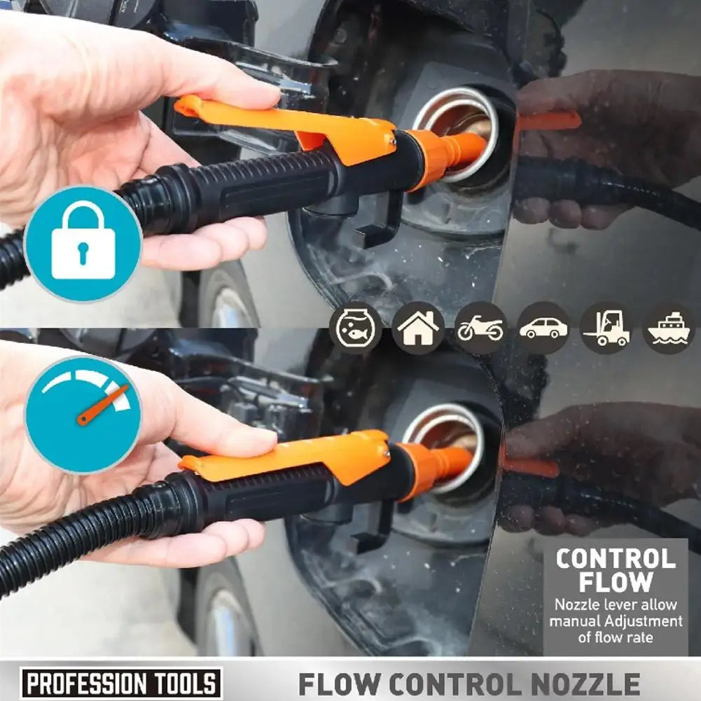 Battery-Powered Fuel Transfer Pump | Gas & Oil with Flow Nozzle Fuel Transfer Pump QXL