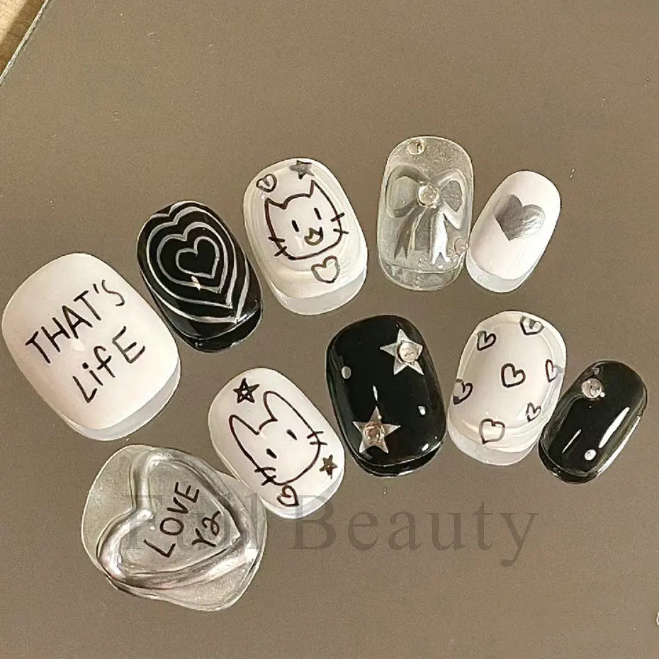 Kawaii 3D Cat & Dog Nail Art Stickers | Gold Silver AB Decals Nail Art Stickers QXL