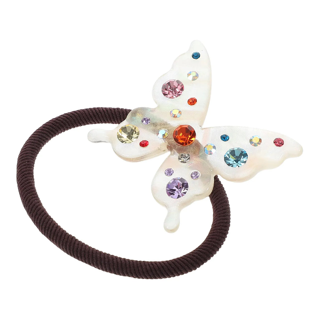 Rhinestone Butterfly Hair Ties – Elastic Ponytail Holders Butterfly Hair Ties QXL