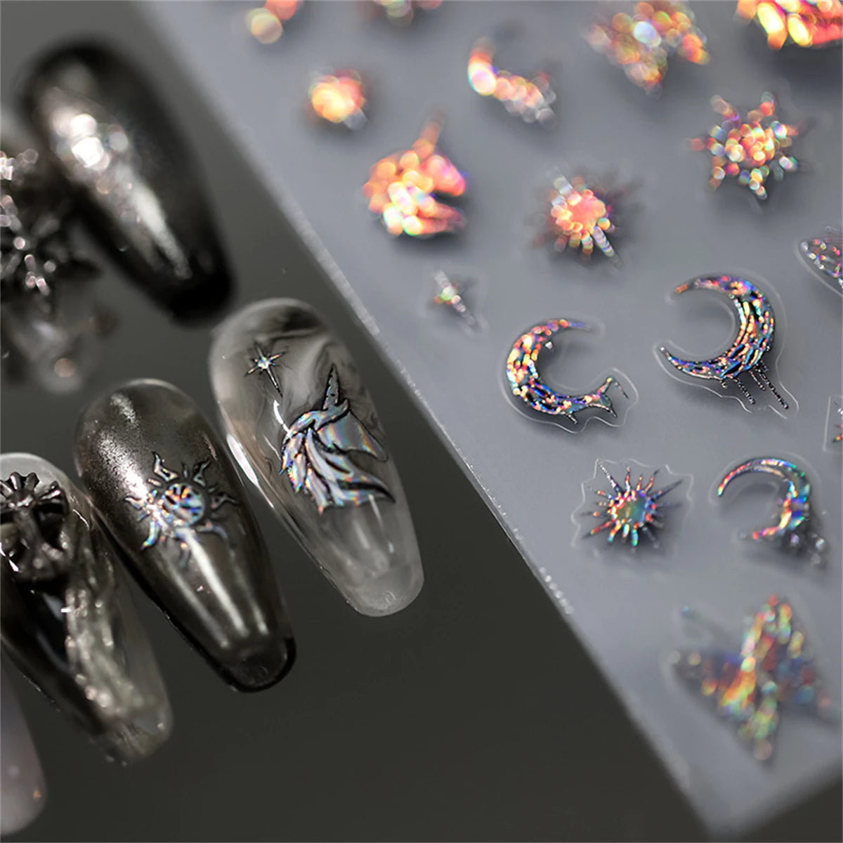 5D Laser Silver Nail Stickers | Unicorn Moon Butterfly Decals Nail Stickers & Decals QXL
