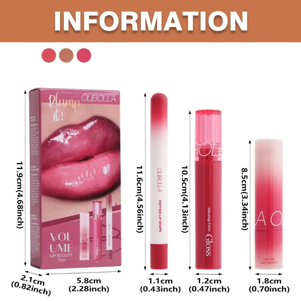 Waterproof Lip Liner & Gloss Set | 3 Shades, Mirror Shine Lip Liner & Gloss Set QXL