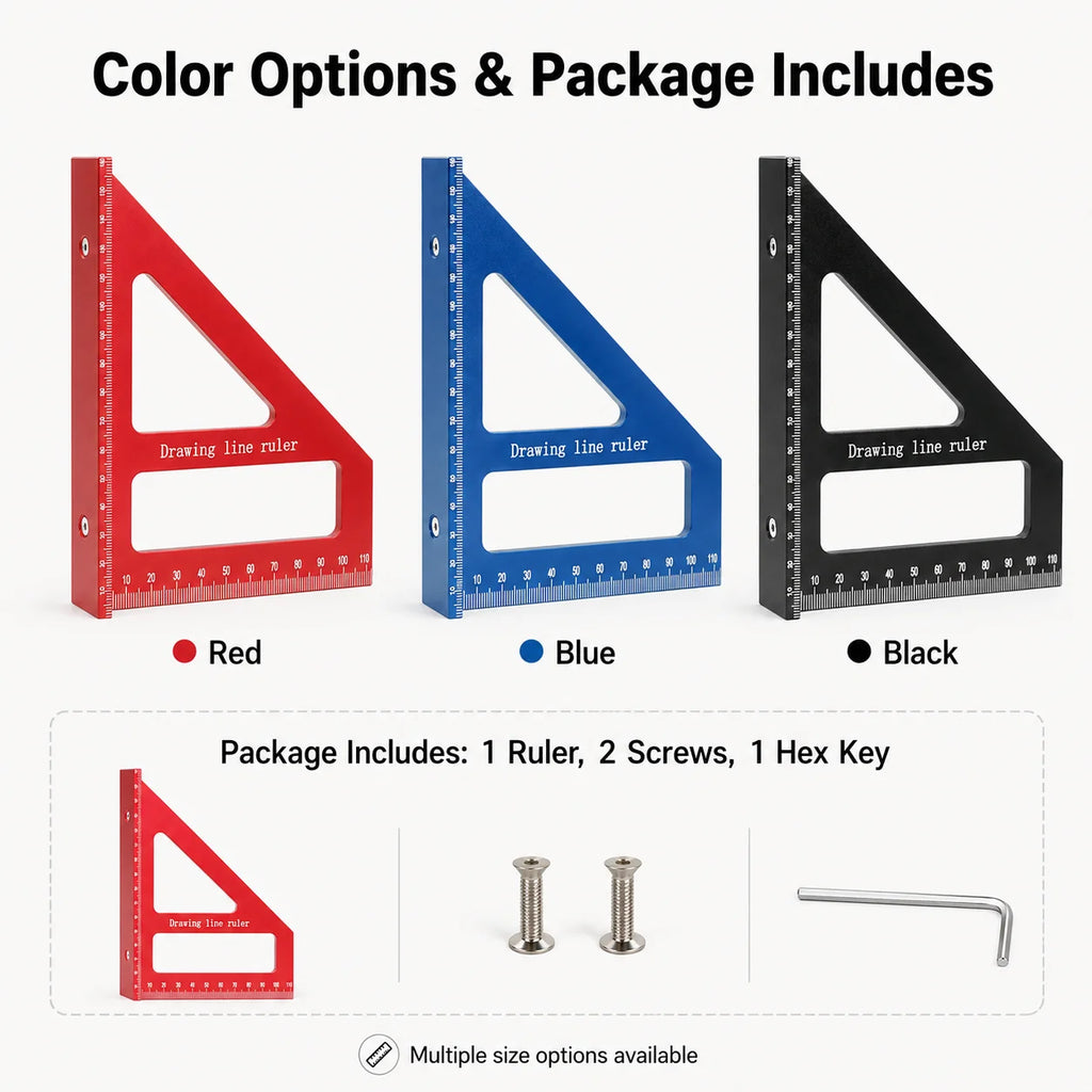 Aluminum Triangle Marking Ruler | 45/90° Woodworking Square Woodworking Angle Square QXL