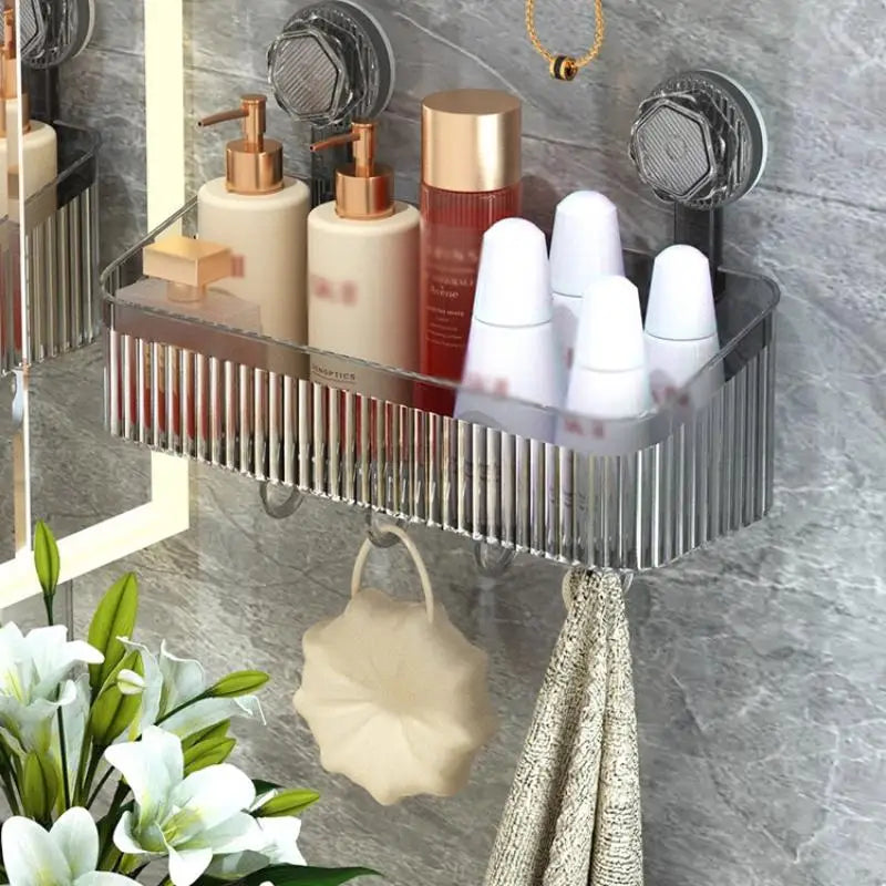No-Drill Suction Cup Bathroom Shelf | Waterproof Wall Organizer Bathroom Wall Shelf QXL
