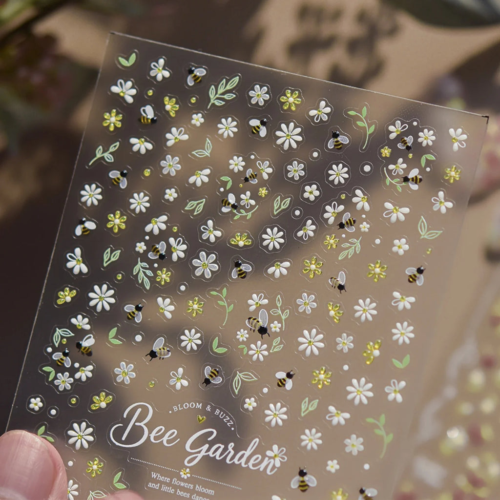 Bee Garden 5D Nail Stickers | Daisy & Floral Nail Decals 5D Nail Stickers QXL