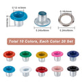 200-Set Metal Eyelets & Grommets 3mm | 10 Colors with Washers Craft Eyelets & Grommets QXL AECH04-02677