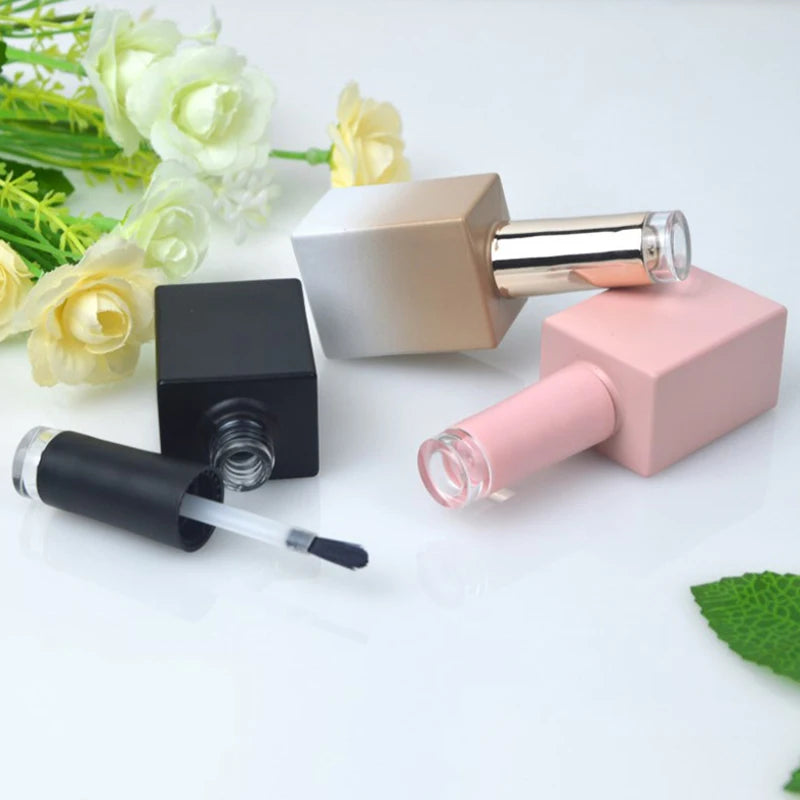 15ml Glass Nail Polish Bottle with Brush – Empty Cosmetic Jar Nail Polish Bottle QXL