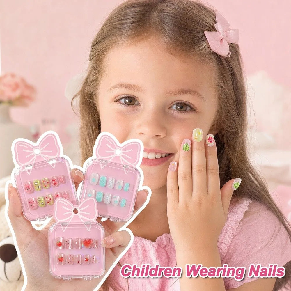 Kids Cat's Eye Press On Nails – Cute Short Detachable Set Kids Press On Nails QXL