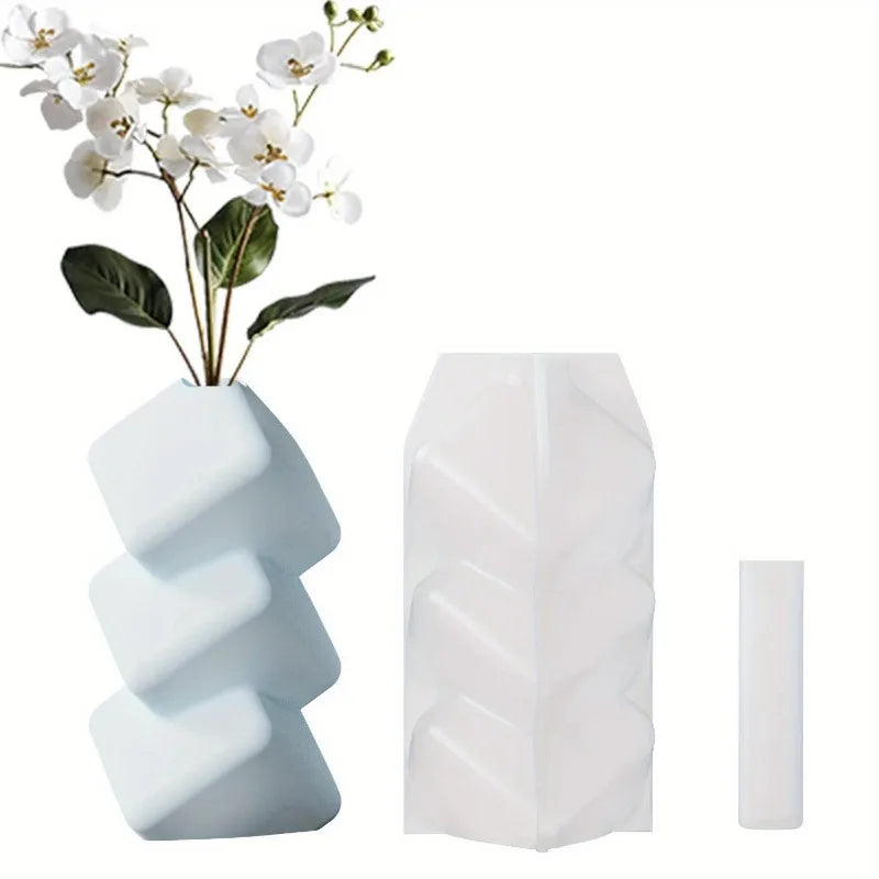 3-Tier Oblique Square Silicone Mold | Geometric Vase DIY Craft Silicone Craft Mold QXL