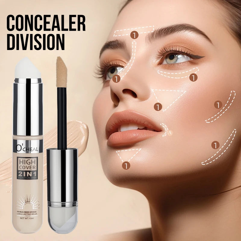 OCHEAL 2-in-1 Liquid Foundation & Concealer | High Coverage Liquid Foundation QXL