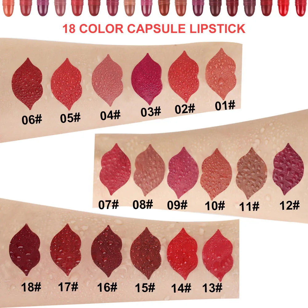 18-Pc Velvet Matte Lipstick Set | Waterproof Mini Capsule Matte Lipstick Set QXL