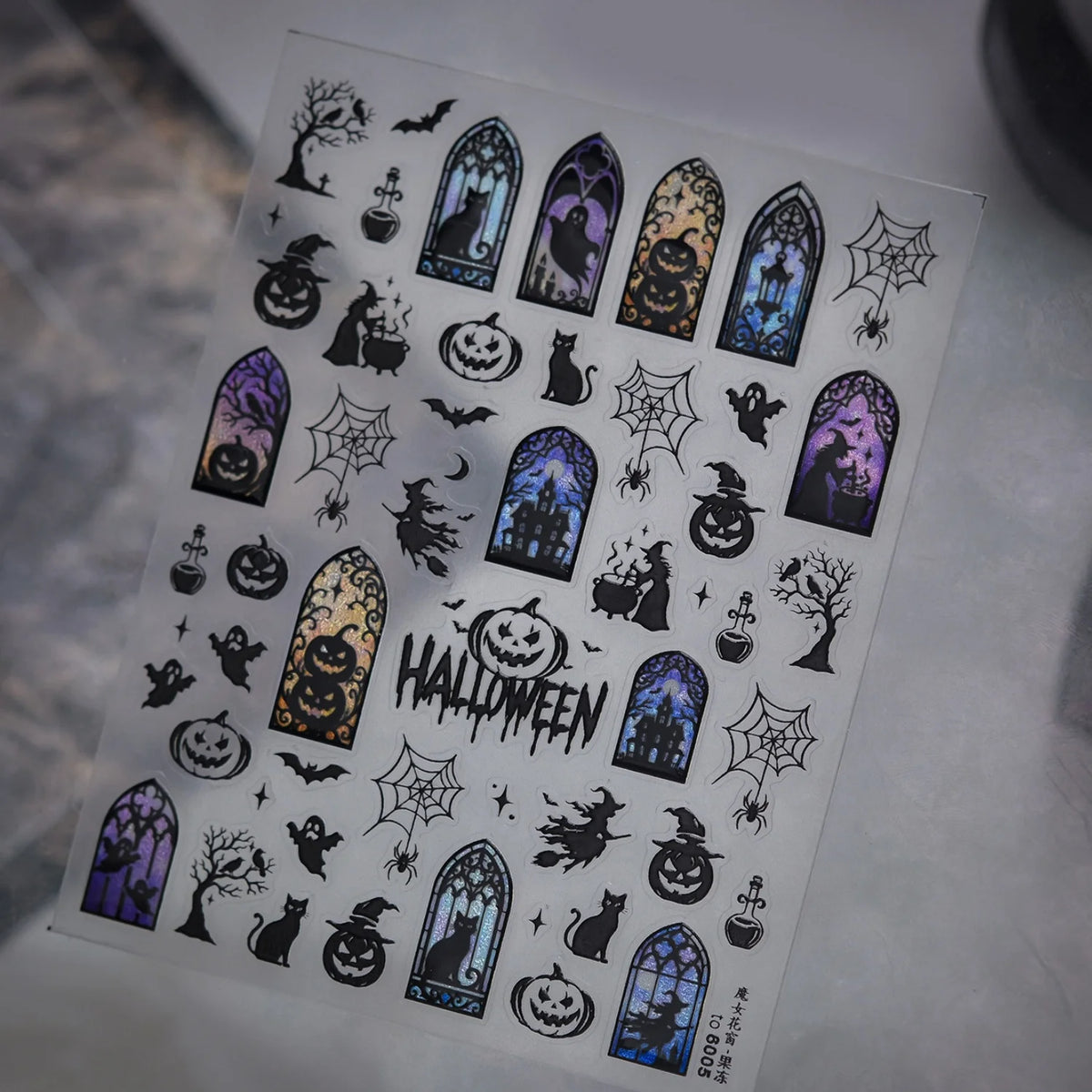Halloween Gothic 5D Nail Stickers – Pumpkin Bat Spider Web Nail Art Stickers QXL