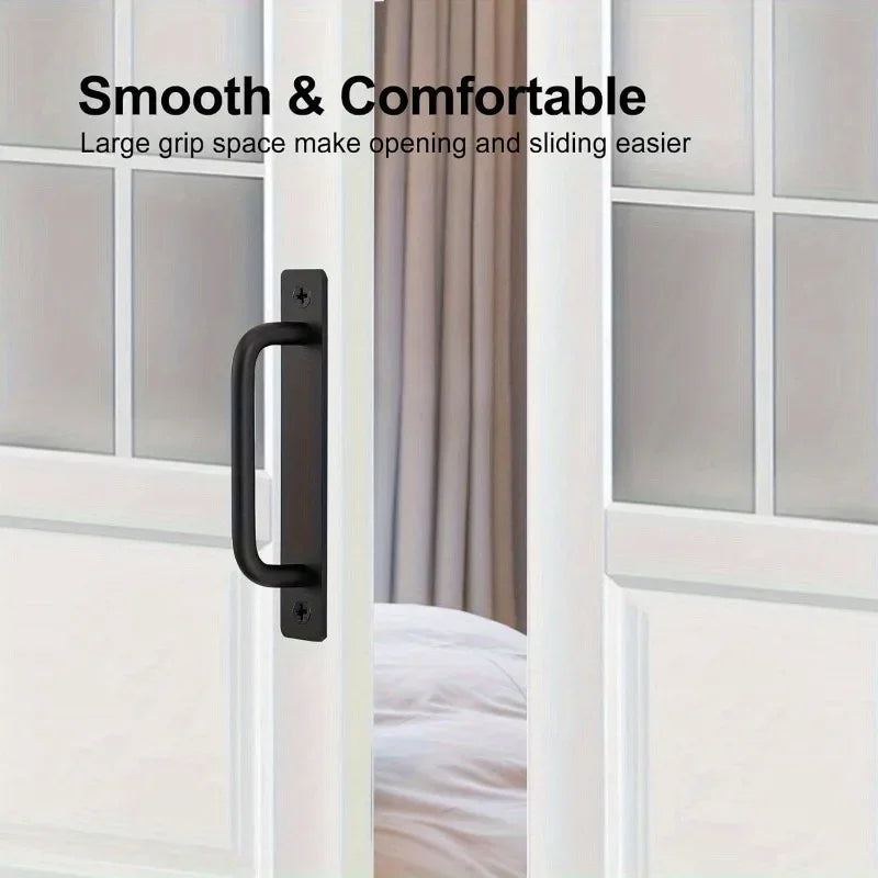 2-Pack Black Barn Door Handles | Sliding Cabinet Pull Set Door Pull Handles QXL