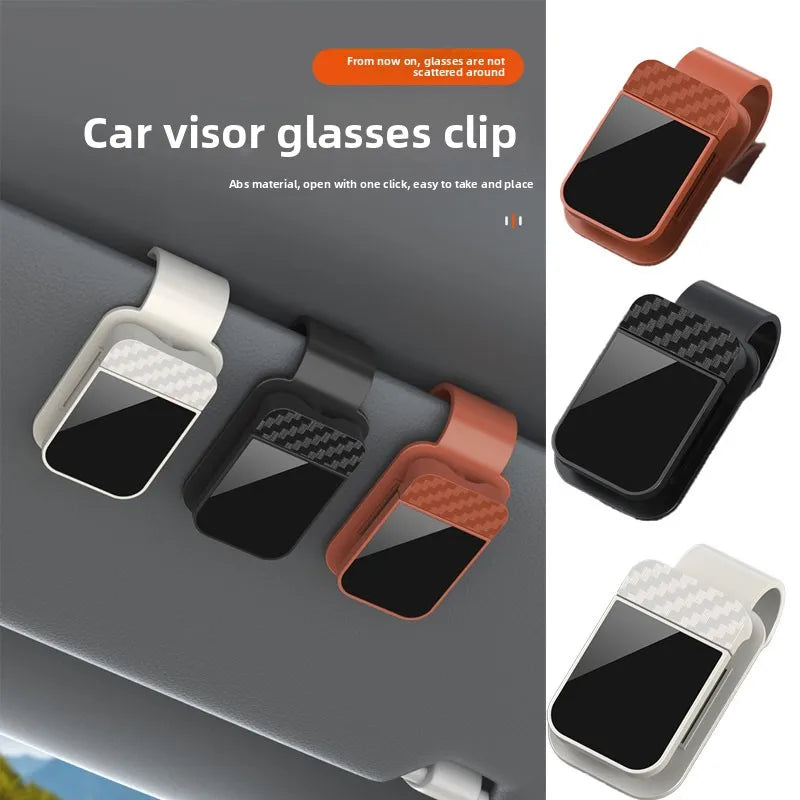 Car Sun Visor Sunglasses Clip & Card Holder – Carbon Fiber Car Visor Organizer QXL