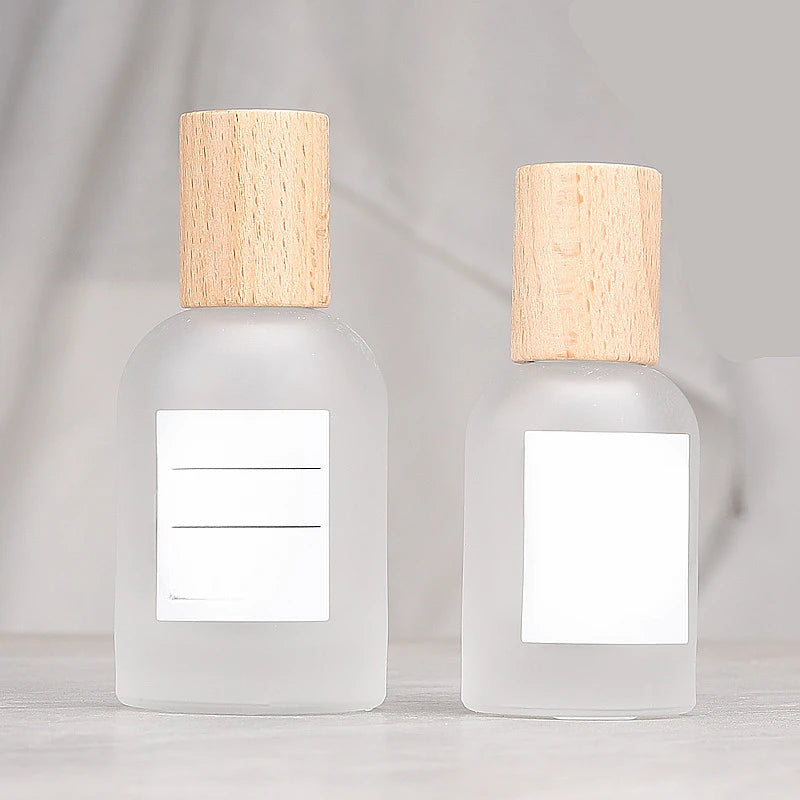 Frosted Glass Perfume Spray Bottle | Walnut & Beech Pump 30ml 50ml Perfume Atomizer Bottle QXL