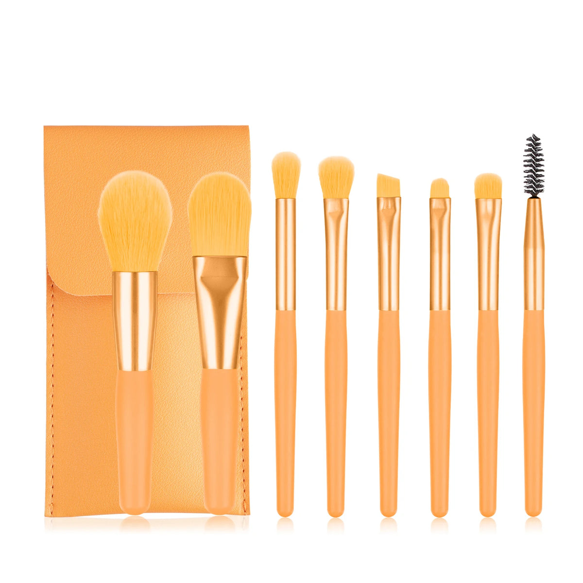Ronshadow 8-Pc Soft Makeup Brush Set with Storage Bag Makeup Brush Set QXL Orange